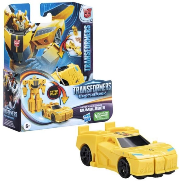 Transformers Earthspark, 10 cm Bumblebee 1-Step Flip Changer figur, 6 år och uppåt