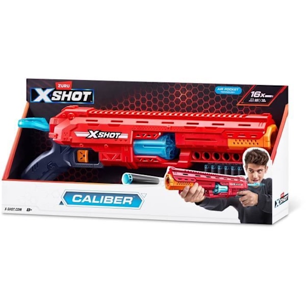 Dart Launcher - ZURU - X-SHOT Caliber - Roterande fat - 27 m räckvidd - 16 pilar ingår