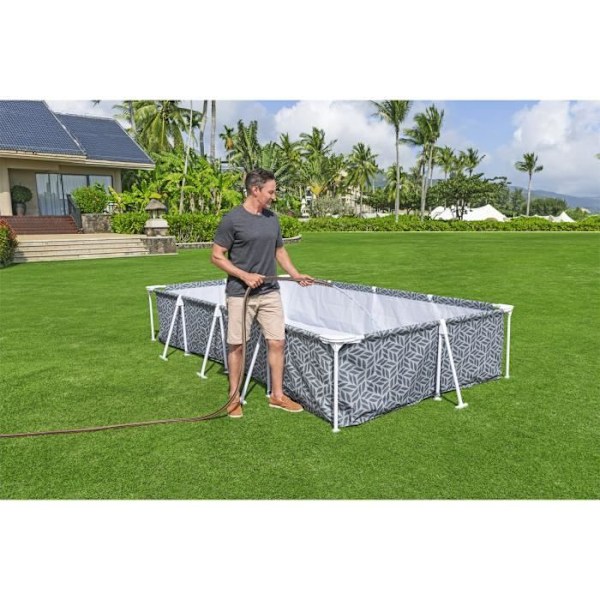 BESTWAY rörformad ovanjordspool - Steel Pro - 366 x 201 x 66 cm - Rektangulär - grafisk dekor
