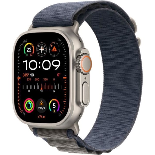 Apple Watch Ultra 2 GPS + Cellular- 49mm - Titanfodral - Blue Alpine Loop-rem - Liten