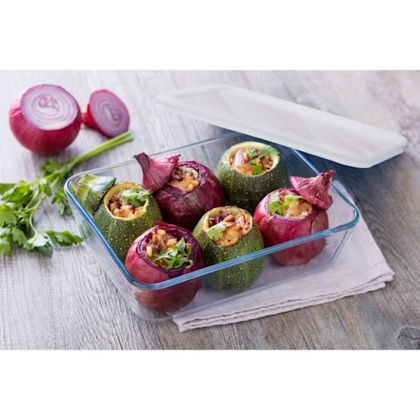 PYREX - 242P000 / 7046 - Rektangulär maträtt med lock - 22cm * 17 cm - Pyrex Cook & Freeze