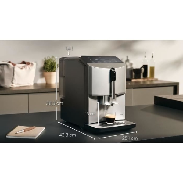 SIEMENS kaffemaskin - EQ300 S300 - 5 drycker, 250g bönbehållare, 1,4L vattentank, Sensorlist med LCD-skärm