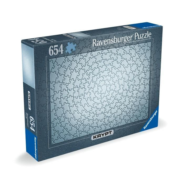 654 bitar Krypt Silverpussel, Vuxna & barn 14 år, Monochrome Challenge, 12000071, Ravensburger