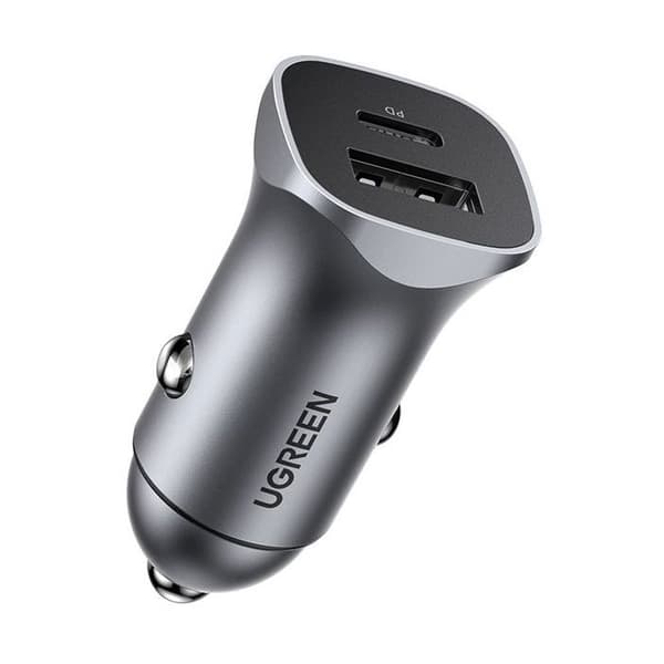 Billaddare - UGREEN - 1 USB-C + 1 USB-A - 30W - Grå