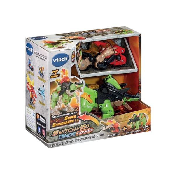 VTECH - SWITCH & GO DINOSAURIEKOMBO - SPINOPS, SUPERSPINOSAURIE 2 I 1 - Flerfärgad