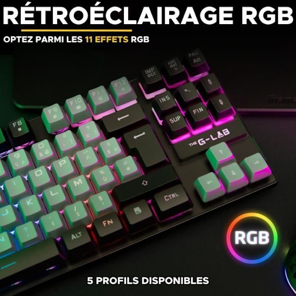 Speltangentbord - The G-Lab - KEYZ CESIUM - RGB - Grå & Svart - TKL