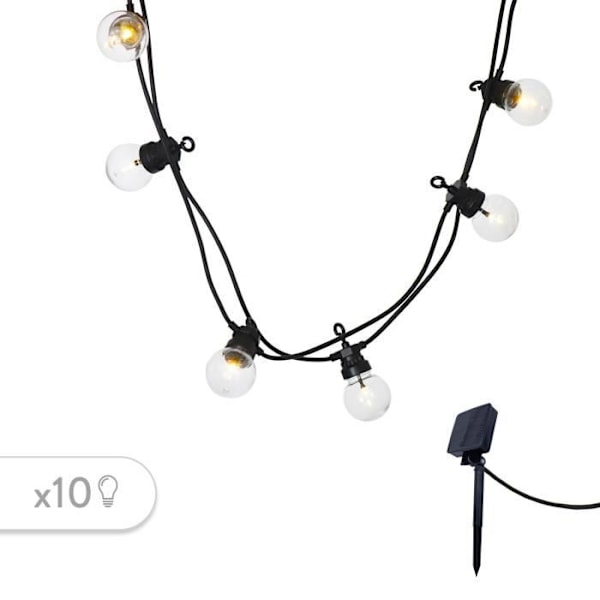 LUMIJARDIN Solkrans 10 LED-glödlampor - Varm vit - Festklart solceller