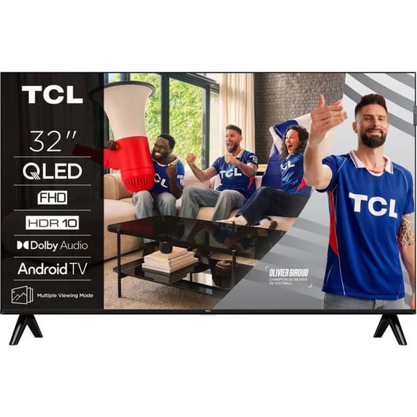 TCL 32S51K QLED 32” Smart TV Full HD HDR10 Android TV, Wi‑Fi & Bluetooth, 2x HDMI 1.4 Grå one size