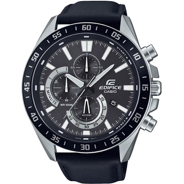 CASIO - Klocka i äkta läder - EDIFICE - Svart