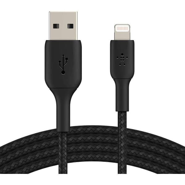 Flätad kabel - BELKIN - Lightning till USB-A - 2 m - Svart
