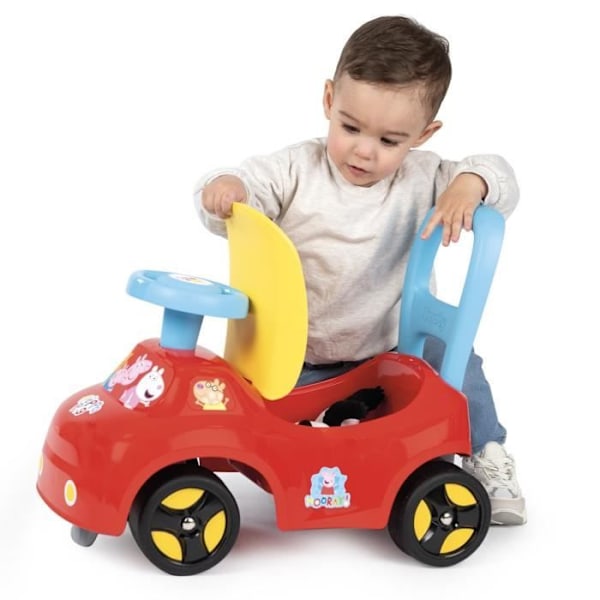 Smoby - 2 i 1 barnvagn - Peppa Pig - Box under sadeln + horn - Från 10 månader - Tillverkad i Frankrike