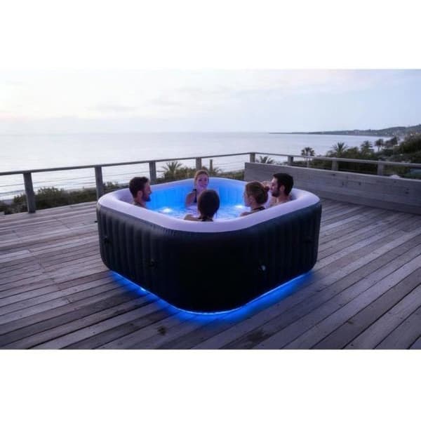 SUNSPA Square Uppblåsbart Spa 6 platser med LED-remsa