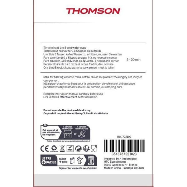 Vattenkokare - THOMSON - 24 V - 1,3 L - 250 W