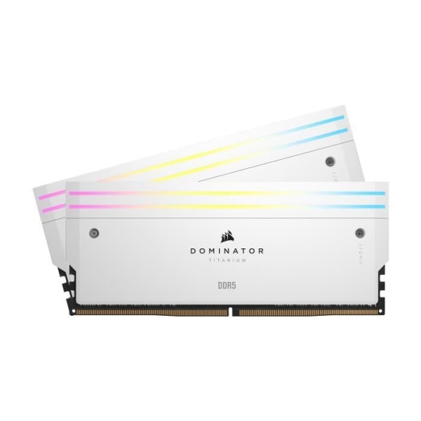 RAM-minne - CORSAIR - Dominator Titanium RGB DDR5 - 32GB 2x16GB DIMM - 6400MT/s - Intel XMP 3.0 - 1.40V - Vit (CMP32GX5M2B6400C