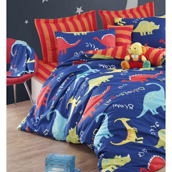 Bäddset - 1 påslakan 220 x 240 cm + 2 örngott 60 x 60 cm - 65% bomull, 35% polyester - Blå