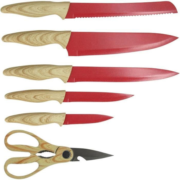 6-delat knivblock - MENASTYL - 5041061 - Keramiskt blad - Polypropylen - Magenta