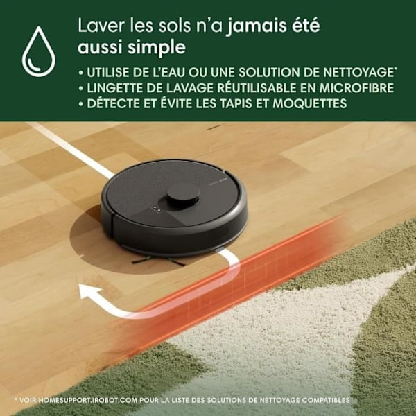 iRobot Roomba 105 Combo - 2-i-1 robotdammsugare - 7 kPa sugkraft - LiDAR-navigering - Mattavkänning