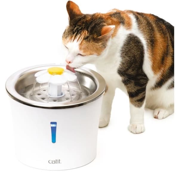 Catit Flower kattfontän - 3L - Rostfritt stål - Med LED - Vit