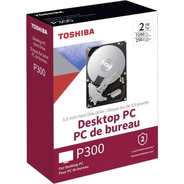 TOSHIBA - P300 - Högpresterande intern SSD-enhet - 2 TB - 7200 rpm - 256 MB - SMR. Butikslåda