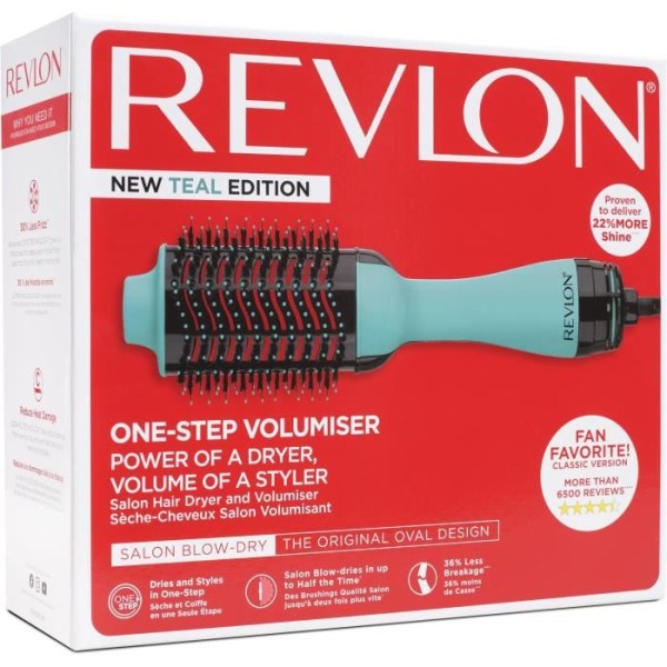 REVLON Teal Blue Tork- och stylingborste - Jonisk teknik - 2 hastigheter - Blå