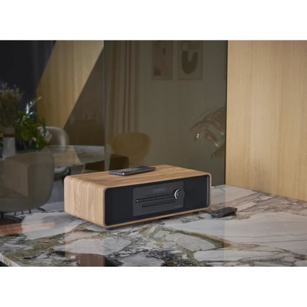 Bluetooth mikrosystem - THOMSON - Trä/Svart - FM Radio/DAB+/CD/MP3/USB/Induktion, 75W, LCD-skärm, Fjärrkontroll, Strömförsörjning. 230V
