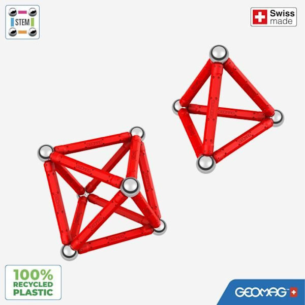 Magnetiskt byggset - GEOMAG - Klassisk återvunnen magnetisk geometri 24 delar - Geometri - 3D - Pedagogisk