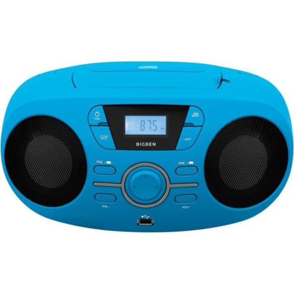 BIGBEN CD61BLUSB bärbar radio Cd usb blå + lysande högtalare