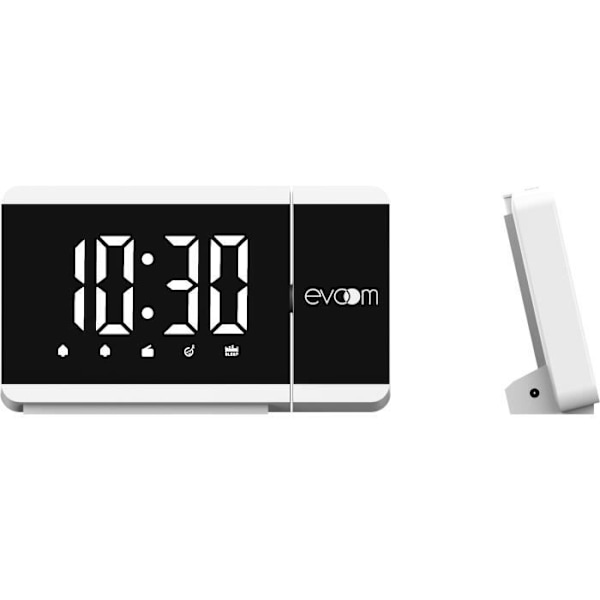 Projektorväckarklocka - EVOOM - EV304588 - Vit - FM-radio - 2 larm - Tidsprojektion