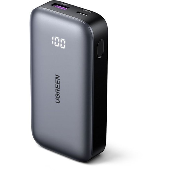 Smalt externt batteri - UGREEN - 10 000 mAh - Grå