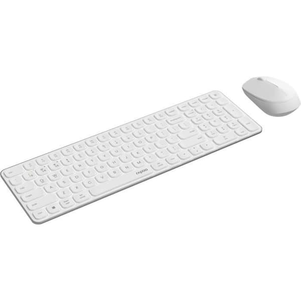 Tangentbord-mus-set - RAPOO - 9310M - Trådlös - Multiläge - Ultratunn - Vit
