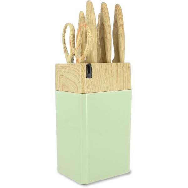 6-delat knivblock - MENASTYL - 5041060 - Keramiskt blad - Polypropylen - Celadon