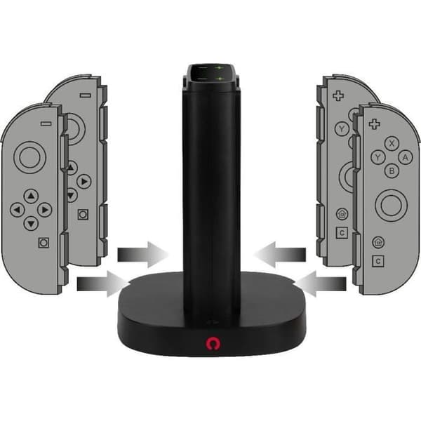 Laddstation - KONIX - 2 par Joy-Con-kontroller - LED-laddningsindikator - USB-A-anslutning - Svart