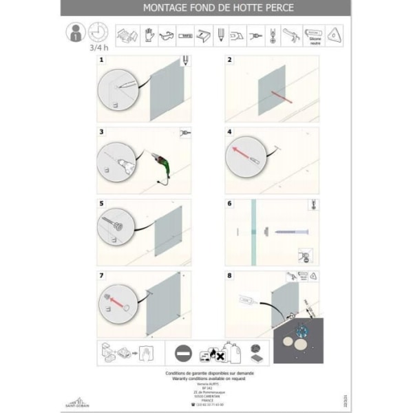 SAINT GOBAIN GLASS HOOD BOTT emaljerad svart 70X60