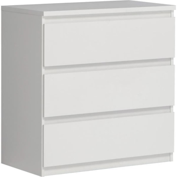 Byrå CHELSEA 3 lådor - Matt vit färg - B 77,2 x D 42 x H 79,9 cm