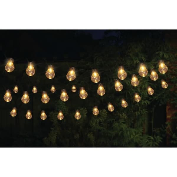 SMART GARDEN Globulb 40 LED varmvit solcellsljusslinga, 13,7 m, solpanel, IP44