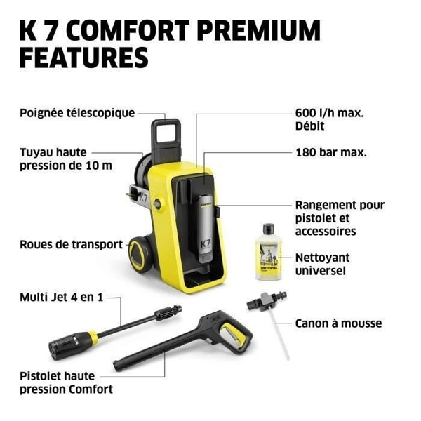 Kärcher K 7 Comfort Premium högtryckstvätt - 600 l/h - 3000W - 180 bar