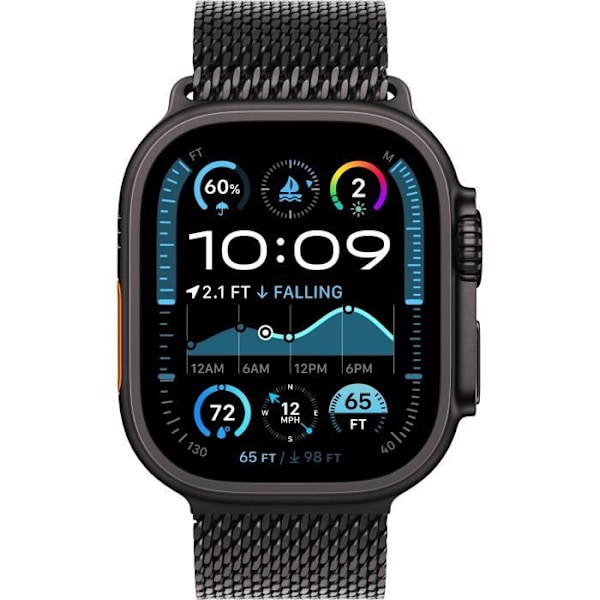 Apple Watch Ultra 2 GPS + Cellular - 49 mm - Svart Titanium fodral - Svart Titanium Milanese Loop rem - M