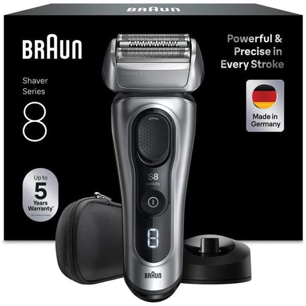 Braun Series 8 8617S rakapparat med ProTrimmer, våt/torr, grillesystem, grå grå one size