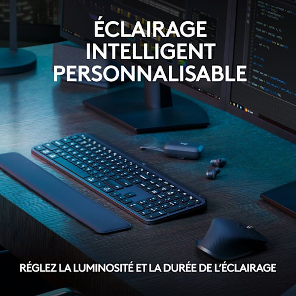 Tangentbord - Trådlöst - Logitech - MX Keys S Plus - AZERTY - Handledsstöd - Svart