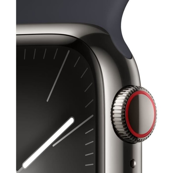 Apple Watch Series 9 GPS + Cellular - 41 mm - Grafitstålfodral - Midnight Sport Band - S/M
