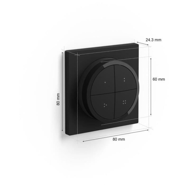 Philips Hue Bouton Remote Control Tap Dial Sial Switch, svart, tillåter kontroll av flera delar eller ett område