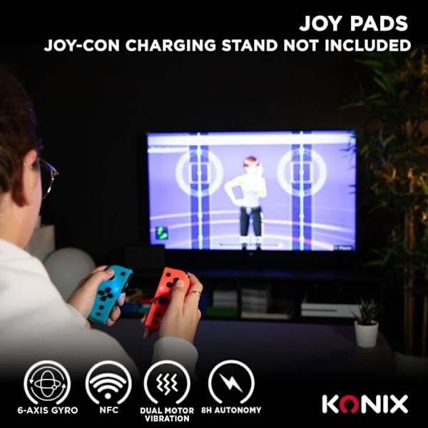 Joypads - Nintendo Switch och Switch OLED - KONIX - 8 timmars batteritid - Vibrationsfunktion - Blå och röd