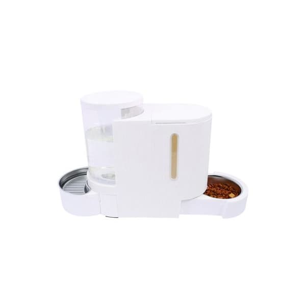 DUPLO Torrfoder- och vattendispenser - M PETS - 1,3 kg / 3 L - 40 x 16,2 x 29,1 cm - Vit