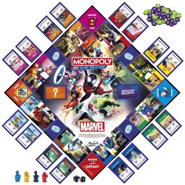Monopoly Flip Edition: Marvel, Brädspel, Ages 8