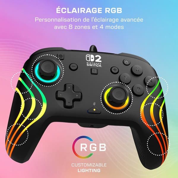 RGB-trådbunden spelkontroll - TURTLE BEACH - Afterglow Wave för Nintendo Switch 2 - Svart