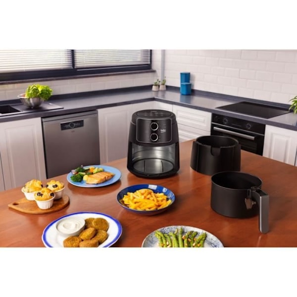 Multifunktion oljefri fritös - BEKO - FRL2242B - 1500 W - 3,9 L för 0,8 kg pommes frites - Circuit cut-off timer - Svart