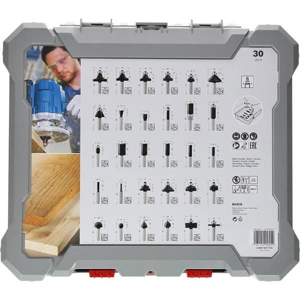 Set med 30 blandade fräsar med 6 mm skaftdiameter - BOSCH - 2607017474