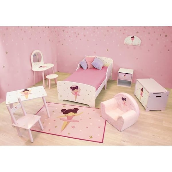 Matta - FUN HOUSE - Ballerina Dancer - 120 x 80 cm - Rosa - Rektangulär - Barn