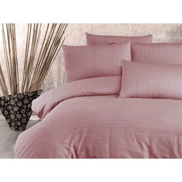 Bäddset - 1 påslakan 220 x 240 cm + 2 örngott 60 x 60 cm - 80% bomull, 20% polyester - Puderfärgad