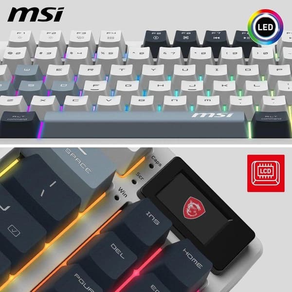 Trådlöst speltangentbord - Linjära mekaniska brytare - MSI FORGE GK600 TKL Wireless - TKL - RGB - Vit